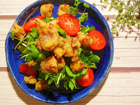 クレソンと栗のハニーマスタードサラダ　醤油風味で